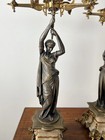 Pair Antique Victorian Aesthetic Figural Gilt Brass Onyx Candelabra 19th Cent 