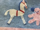  q  Vintage 50   s Chenille Nursery Baby  Rug   Cute Rocking Horse   Teddy 52 X 26