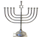 Hanukkah Menorah Silvertone Candelabra Judaica Jewish Holiday Beautiful Sturdy
