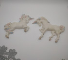 Vintage 1980s Pair Of Burwood Usa Unicorn Wall Plastic Resin Hanging Plaques