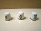 Herend Thimble Set  Hand Painted Porcelain Thimbles With Flowers - Set Of Three