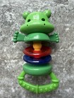 Vintage 2007 Baby Einstein Kids Ii Green Frog Rattle Activity Toy Rings Click