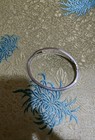 Vintage Mexico Alpaca Silver Hinged Bracelet Abalone Inlay Flower