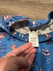 Under Armour Boys 4t Shark Print Swim Trunks Blue Elastic Waist Lined Logo Cute 