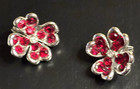 Very Rare Bogoff Vintage Earrings Clip On Red Rhinestones