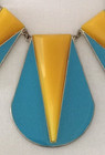 Vintage Turquoise Enamel   Faux Bakelite Lg Statement Necklace  Chic