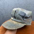 Vintage 40s Hickory Stripe Railroad Engineer Cap Striped Collectible