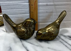 Vintage Mid Century Pair Of Brass  Birds Paperweight Figurines 3 X4 X2  Inches