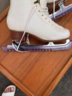 Riedell White Lace-up Figure Skates For Ice Skating W  Purple Blade Guards