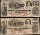 1861   1862  1 Dollar Bill Matching 65 Sc Bank Note Large Civil War Money