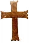 Natural Vtg Wooden Handmade Mid-century Wall Cross W  Etchings   Indented Hanger