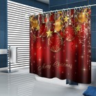 Christmas Shower Curtain Bathroom Rug Set Non-slip Bath Mat Toilet Lid Cover