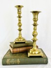Pair Of Vintage Brass Candlesticks     9 5    Tall     Classic Style With Patina