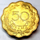 1953 Paraguay 50 Centimos Coin - Uncirculated  Beautiful  Coin Km 28