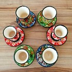 Ceramic Turkish Tea Coffee Cup Mug Set Of 6  Tile Espresso Greek  100 Handmade
