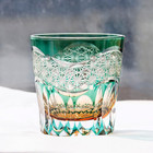 Edo Kiriko Drinking Glass New Style Hand Cut Crystal Whisky Cup 9oz Green