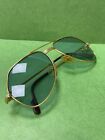Authentic Vintage Carier Louis Aviator Sunglasses Gold Plated Blue Lenses R17