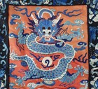 Antique Chinese Silk Rank Badge Panel 5 Toed Dragon 1930s For Import
