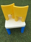 Vintage Little Tikes Table 2 Chunky Chairs Child Play Table Set Blue Yellow