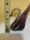 Vintage Murano Hand Blown Art Glass Swan Figurine  Smokey Purple  Brown gray
