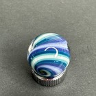 Contemporary Handmade Art Glass Marble  69  Purple Blue Swirl Mib  Uv Green Glow