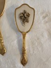 Vintage Matson 24k Gold Plated 3pc Vanity Set Hand Mirror Brush Comb  
