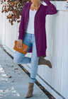 Women s Cardigan Duster S Purple Lightweight Snap Button Casual New Usa Seller