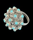 Matilde Poulat Matl Taxco Mexico Silver Turquoise Cluster Cocktail Dome Ring