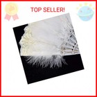 Happy Feather Embroidered Flower Marabou Feather Fan  1920s Vintage Style Flappe