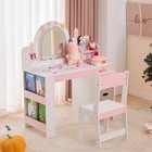 Kids Gift Vanity Makeup Table Girls Dressing Table Set With Mirror And Stool