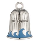 Harley-davidson B s Blue Enamel Wave Detail Ride Bell Silver Finish 34m00249