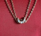 Vtg Gold-filled Watch Fob Or Necklace Chain- Fire Opal seed-pearl Moon Slide 26 