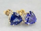 4 00 Ct Trillion Cut Blue Tanzanite Solitaire Stud Earrings 14k Yellow Gold Over