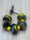 African Trade Beads Antique Venetian Millefiori Black Yellow Discs
