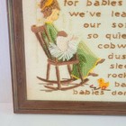 Vtg Completed Sunset Babies Don t Keep Crewel Embroidery Handmade Frame 14 5 