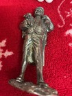 Beautiful Vintage Pewter Shepherd Farmer With Border Collie Pup Figurine