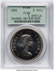 South Africa  1959 Elizabeth Ii 5 Shillings Pcgs Pl 66  2 200 Mintage