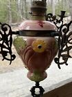 Antique Victorian Huge Bronze brass Cherub putti Decor Oil Lamp Chandelier