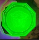 Versace Rosenthal Vaseline Uranium Glass Medusa Coaster  Heavy  Ships From Usa  