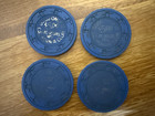 Lot Of 4 Vintage Pioneer Club Las Vegas  5 Blue Casino Poker Chips Obsolete Nv