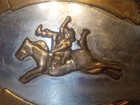 Vintage Rodeo Belt Buckle Bucking Bronco German Sterling Round Brass Cowboy 