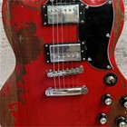 Us Warehouse Sg Relic Red Solid Body Electric Guitar Hh Pickups Real Photo
