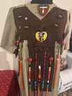 Vtg Campfire Girls Native American Ceremonial Dress Gown Beads Patches Shawl