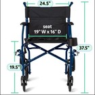 Medline Ultra Lightweight Transport Wheelchair For Adults  Foldable  19-inch Nob