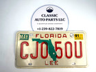 Florida Cjo 50u Lee County License Plate Vintage Metal Garage Wall Decor