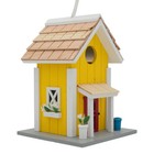 Radiant Treasures Wooden Yellow Barn Handmade Birdhouse