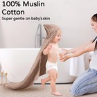 Yoofoss Hooded Baby Towels For Newborn 2 Pack 100  Muslin Organic Cotton Baby   