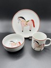Andrea By Sadek Winterthur Spotted Horse Set Of 3 Piece Childs Porcelain Dish