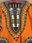 Dashiki Shirt L Orange Cotton Colorful Tribal Pattern Ethnic Boho Hippy Festival