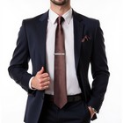 Mens Silk Necktie Solid Color Tie Pocket Square Cufflink Clip Set Wedding